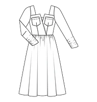 Платье миди с длинным рукавом и эффектным лифом